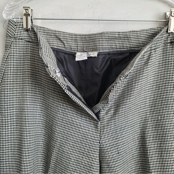 Harvé Benard Micro Houndstooth Black and White Slacks Wool Size 8 Cuff Hem - Picture 10 of 12